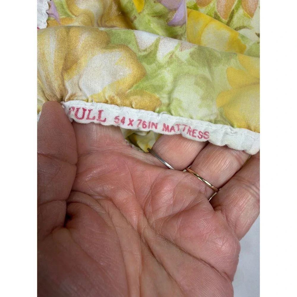 Vintage Cannon Monticello Full Sheet Set Yellow Floral Daisy 70s Retro Muslin
